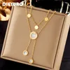 Pendant Necklaces DIEYURO 316L Stainless Steel Round Roman Numeral Dial Long Necklace For Women Fashion Girls Clavicle Chain Jewelry Gifts 230714