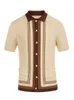 Polos pour hommes Chemises pour hommes Casual Élégant Été Rayé Revers Manches Courtes Tricot Botton Down Shirt