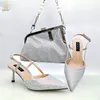 Sandals QSGFC Italian Design Silver Large Capacity Fashion Bag Nigeria Ladies Shoulder Bag and Strap High Heels Shoes Bag 230713