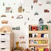 Muurstickers Nordic car building animal stickers woonkamer achtergrond wanddecoratie kinderkamer layout kleuterschool behang 230714