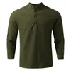 Men's Casual Shirts Linen Clothes Men Daily Cotton Shirt Long Sleeve Hippie Beach T With Button Mens Work Out