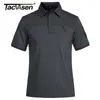 Polos pour hommes TACVASEN avec 2 poches zippées T-shirt Polo tactique militaire à manches courtes pour hommes Chemise de golf de travail d'équipe décontractée Vêtements pour hommes 230714