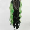 Nxy Synthetic Lace Wig Highlight Lace Front Wigs Body Wave Omber Black/Green Lace Frontal Wigs High Temperature Fiber Wigs 230524