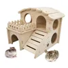 Fournitures pour petits animaux Hamster balançoire balançoirepetit nid maison en bois massif dormir ours en soie doré Villa ToySupplies 230713