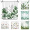 Shower Curtains Tropical Greenery Leaf Shower Curtain Tulip Bathroom Curtain Romantic Refreshing Curtain Polyester Waterproof Bathroom Shower