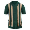 Polos Polos Spring Lato Patchwork Dzianin Polo Shirt Mężczyznę swobodny obracanie przycisk kołnierza szczupły t-shirt z jedwabiu lodowatym Kardigan Vintage Cardigan