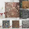Shower 3D Printing Brick Pattern Shower Set Vintage Stone Brick Wall Polyester Fabric Hanging Curtain Bathroom Curtain