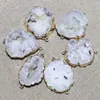 Pendant Necklaces Natural Stone White Agates Irregular Pendants Slice Double Hole Connector Jewelry Making DIY Bracelet Accessories 6Pcs