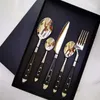 Dinnerware Sets Black Set Stainless Steel Table Luxury Cutlery Tableware Kitchen Vaisselle Cuisine Kitchenware