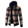 Hommes Hoodies Hiver À Manches Longues Cardigan Velours À Capuche Chandail Treillis Sweats Pour Hommes Hommes Plaine