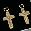 Brincos Vintage Crucificação Chic Charme Stud Feminino Brinco Brinco Ouro Gota Oca Brincos Modernos Jóias de Festa com Pacote de Caixa