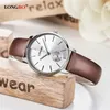 LONGBO Luxe Quartz Horloge Casual Mode Lederen Band Horloges Mannen Vrouwen Paar Horloge Sport Analoog Horloge 80286303S