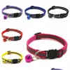 Dog Collars Leashes Usef Round Pet Reflective Bell Cat Face Adjustable Size Necklace Neck Strap Safety Buckle Lead Accessory Vt157 Dhr3V