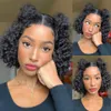 Short Bob Curly Human Hair Wigs For Women Brazilian Deep Wave Transparent Lace Frontal Wig 13x4 Lace Front Wig Pre Plucked