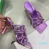 Pantofole vuote incrociate intrecciate a mano Scarpe da donna con punta quadrata e tacchi sottili Scarpe da donna sexy con punta aperta