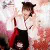 Japon kıyafetleri kimono kadın 2pcs setler siyah beyaz üst kedi nakış etek asyalı yukata haori cosplay parti kostümleri etnik246c