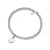 Populär S925 Silver 4mm runda pärlor hjärtformade armband tjockare bottenplätering boudoir minnesmode glamour smycken 2o8g