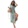 2023 Urban Sexy Dresses Spring/Summer New Short Sleeve V-Neck Bohemian Shirt Dress Women