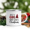 Mugs Truck Christmas Tree Printing Mugs White Handle Coffee Drink Cups Enamel Party Beer Juice Milk Cup Retro Home Decor Holiday Gift R230713