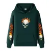 Agasalhos masculinos e femininos Moletom com capuz Primavera e outono High Street Fire Skull Hip Hop Moletom com capuz S-3XL Z230719