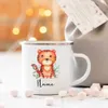 Tazze Animale personalizzato Personalizza il nome Tazza da caffè per le donne Regalo Personalizzato Campeggio Tazza smaltata Simpatico cervo tigre con nome Regali per bambini R230713