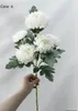 Dekorativa blommor 5heads Big ringblommor Chrysanthemum Artificial Silk Flores Fall Home Wedding Decorations Fake Plants Branch Wreath Fleur