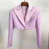 Kvinnors kostymer sista modebanan designer blazer satin skörd kort jacka elegant höst hösten vårrock kvinnlig