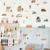 Muurstickers Nordic car building animal stickers woonkamer achtergrond wanddecoratie kinderkamer layout kleuterschool behang 230714