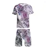 Мужские спортивные костюмы в долларах доллар 3D Печать футболка с коротким рукавом и пляжные шорты с двумя частями.
