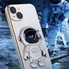 3d astronaut vikningsstativ Holder Telefonfodral för iPhone 14 13 12 11 Pro Max XR XS 7 8 Plus SE 2022 Pläteringschocktät Case Cover L230619