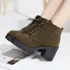 Bottes 2023 chaussures de haute qualité pour femmes hiver femmes couleur unie bout rond à lacets talon moyen couture étanche à l'eau