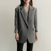 Damenjacken Weibliche Jacke Herbst von 2023 Frauenmäntel Koreanischer Stil für solide graue Damen OL Bürodame Langarmmantel