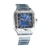 Men's watch gradual blue square dial 39 8mm sapphire crystal glass folding buckle Roman digital sword shape fine steel pointe231w