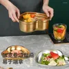 Teller im koreanischen Stil, 304 Edelstahl, herzförmiger Teller, Snack-Tablett, Kuchen, Dessert, Obst, Scheibe, Grillbuffet