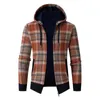 Hommes Hoodies Hiver À Manches Longues Cardigan Velours À Capuche Chandail Treillis Sweats Pour Hommes Hommes Plaine