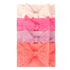 4st/Lot Fashion Soft Elastic nylon pannband baby flickor solid färg bowknot hårband nyfödda huvudbonnar hårtillbehör