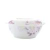 Bowls 9inch Bone China Soup Tureen Pink Floral Design For Porcelain Serving Bowl With Lids Ceramic Soupers