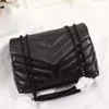 New Luxury Women's Bags Handbag Shoulder Bag Brand LOULOU Y-Shaped Designer Seam Leather Ladies Metal Chain Black Clamshell Messenger Chain Bags Size: 25cm and 32cm