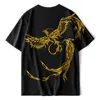 Mannen T Shirts Zomer Phoenix Borduurwerk Paar T-shirt Mannen Persoonlijkheid Korte Mouwen Casual T-shirts China-Chic Hiphop losse Retro Top