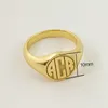 Band Rings 925 Sterling Silver 10mm Dainty Women Ring Custom Monogram Letter Engraved Po Personalized 18K Gold Plated Signet Ring 230715