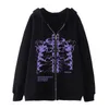 Felpe con cappuccio da uomo Felpe Kpop Gothic Dark Style Cotton Skeleton Hoodie O-Collo Y2k Harajuku 90S GirlS BOY Cerniera oversize Streetwear per uomo Donna 230714