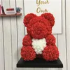 Fleurs décoratives belle grande rose rouge fleur ours jouets ornements cadeaux pour la saint valentin 25cm SEC88