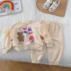 Ensembles de vêtements printemps enfant en bas âge fille dessin animé sweat pantalon 2 pièces ensemble enfants coton vêtements bébé filles sweats à capuche pantalon costume enfants survêtement 230714