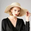 Breda randen hattar ching yun 2023 Summer Women Big Straw Hat Style mångsidig MS Sun Visor Bow för CM8249