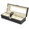 Faux Leather 6 Grid Watch Case Case Box Case Black Storage Organizer225S