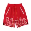 Designer Rhude Shorts Luxe Été Noir Courir Lâche Marée High Street Loisirs Blanc Gris Hommes Sports Jog Fitness Séchage Rapide Hommes Gym Shorts De Sport Taille S-XL