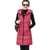 Kvinnors västar Autumn Winter Cotton Vest Women Student Long Coat Down Ladies Casual Waistcoat Fashion Hooded Parka Overcoat