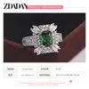 خواتم الزفاف Zdadan 925 Sterling Silver Emerald Zircon Ring for Women Charm Jewelry Party Gift 230714