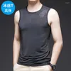 Regatas masculinas 2023 verão confortável de seda gelo masculina top de basquete fitness esportes slim fit masculino sem mangas t-shirt