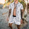 مصمم قميص رجال هاواي مسارات الأزياء شورتات البضائع 2 قطعة مجموعات الصيف رجل المسارات الملابس غير الرسمية قميص قميص قصير الأكمام الرياضية